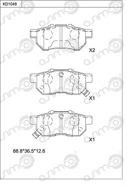 Asimco KD1048 - Kit pastiglie freno, Freno a disco autozon.pro