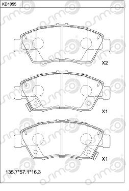 Asimco KD1055 - Kit pastiglie freno, Freno a disco autozon.pro