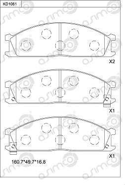 Asimco KD1061 - Kit pastiglie freno, Freno a disco autozon.pro