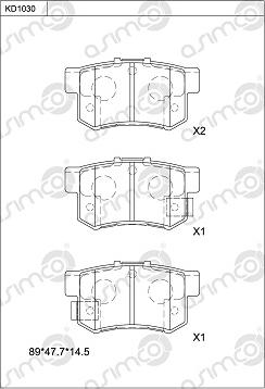 Asimco KD1030 - Kit pastiglie freno, Freno a disco autozon.pro