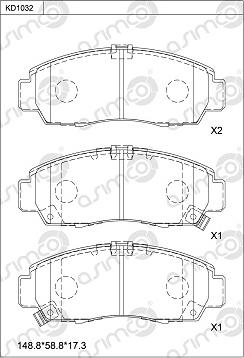 Asimco KD1032 - Kit pastiglie freno, Freno a disco autozon.pro