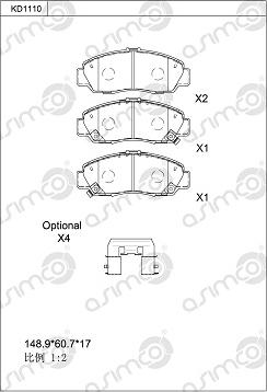 Asimco KD1110 - Kit pastiglie freno, Freno a disco autozon.pro