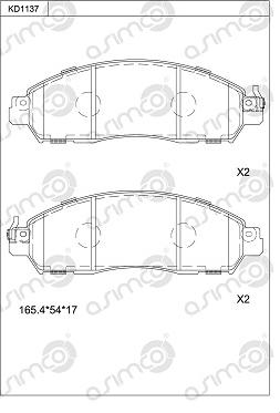 Asimco KD1137 - Kit pastiglie freno, Freno a disco autozon.pro