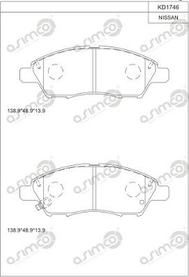 Asimco KD1746 - Kit pastiglie freno, Freno a disco autozon.pro