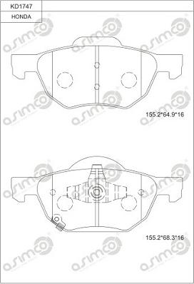 Asimco KD1747 - Kit pastiglie freno, Freno a disco autozon.pro