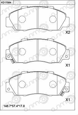 Asimco KD1758N - Kit pastiglie freno, Freno a disco autozon.pro