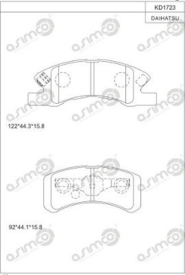 Asimco KD1723 - Kit pastiglie freno, Freno a disco autozon.pro