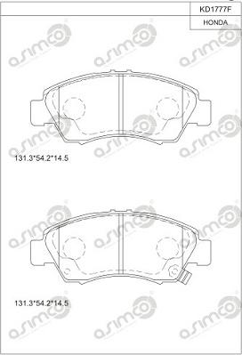 Asimco KD1777F - Kit pastiglie freno, Freno a disco autozon.pro