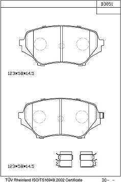 Asimco KD3051 - Kit pastiglie freno, Freno a disco autozon.pro