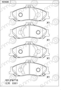 Asimco KD3026 - Kit pastiglie freno, Freno a disco autozon.pro