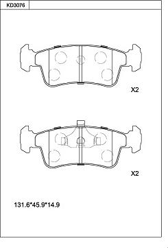 Asimco KD3076 - Kit pastiglie freno, Freno a disco autozon.pro