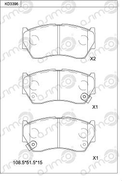Asimco KD3396 - Kit pastiglie freno, Freno a disco autozon.pro