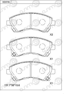Asimco KD3745 - Kit pastiglie freno, Freno a disco autozon.pro