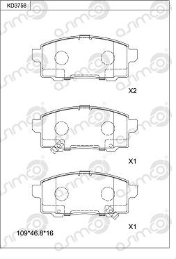 Asimco KD3758 - Kit pastiglie freno, Freno a disco autozon.pro