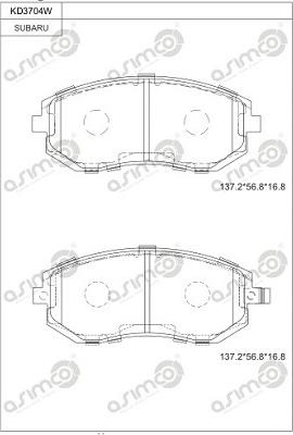 Asimco KD3704W - Kit pastiglie freno, Freno a disco autozon.pro