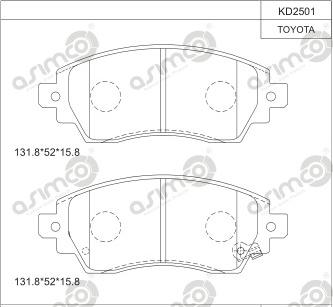 Asimco KD2501 - Kit pastiglie freno, Freno a disco autozon.pro