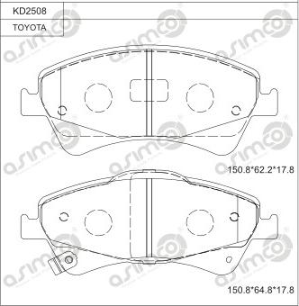 Asimco KD2508 - Kit pastiglie freno, Freno a disco autozon.pro