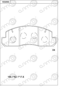 Asimco KD2530 - Kit pastiglie freno, Freno a disco autozon.pro