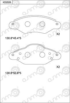 Asimco KD2528 - Kit pastiglie freno, Freno a disco autozon.pro