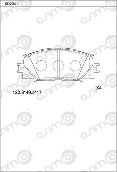 Asimco KD2041 - Kit pastiglie freno, Freno a disco autozon.pro