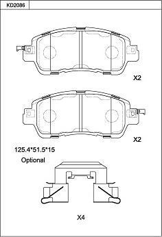 Asimco KD2086 - Kit pastiglie freno, Freno a disco autozon.pro