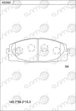 Asimco KD2020 - Kit pastiglie freno, Freno a disco autozon.pro