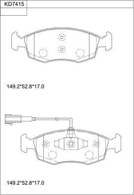 Asimco KD7415 - Kit pastiglie freno, Freno a disco autozon.pro