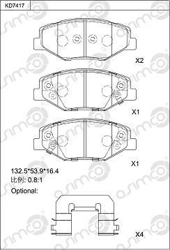 Asimco KD7417 - Kit pastiglie freno, Freno a disco autozon.pro