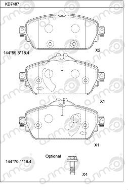 Asimco KD7487 - Kit pastiglie freno, Freno a disco autozon.pro