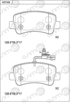 Asimco KD7429 - Kit pastiglie freno, Freno a disco autozon.pro