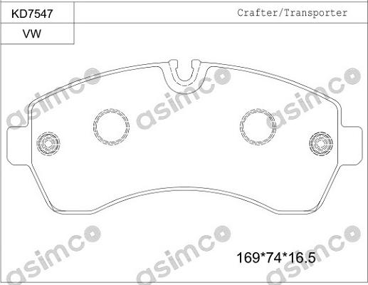 Asimco KD7547 - Kit pastiglie freno, Freno a disco autozon.pro