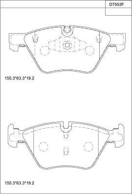 Asimco KD7553F - Kit pastiglie freno, Freno a disco autozon.pro