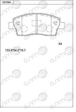 Asimco KD7566 - Kit pastiglie freno, Freno a disco autozon.pro