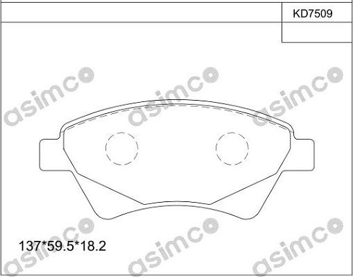 Asimco KD7509 - Kit pastiglie freno, Freno a disco autozon.pro