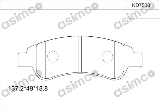 Asimco KD7508 - Kit pastiglie freno, Freno a disco autozon.pro