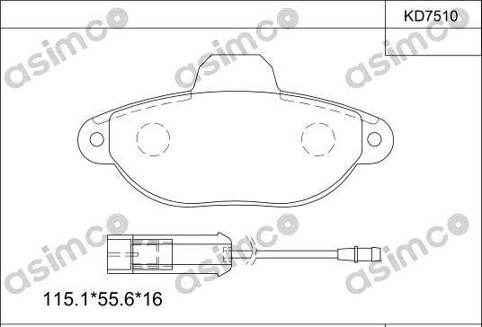 Asimco KD7510 - Kit pastiglie freno, Freno a disco autozon.pro