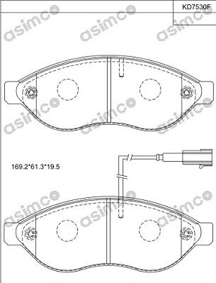 Asimco KD7530F - Kit pastiglie freno, Freno a disco autozon.pro