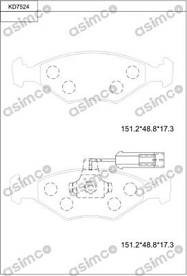 Asimco KD7524 - Kit pastiglie freno, Freno a disco autozon.pro