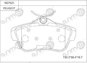 Asimco KD7521 - Kit pastiglie freno, Freno a disco autozon.pro