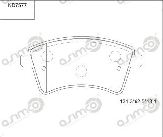 Asimco KD7577 - Kit pastiglie freno, Freno a disco autozon.pro