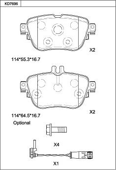 Asimco KD7696 - Kit pastiglie freno, Freno a disco autozon.pro