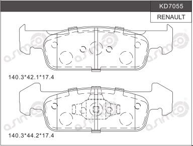 Asimco KD7055 - Kit pastiglie freno, Freno a disco autozon.pro