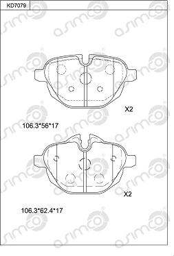 Asimco KD7079 - Kit pastiglie freno, Freno a disco autozon.pro