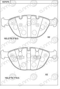 Asimco KD7075 - Kit pastiglie freno, Freno a disco autozon.pro