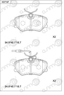 Asimco KD7197 - Kit pastiglie freno, Freno a disco autozon.pro