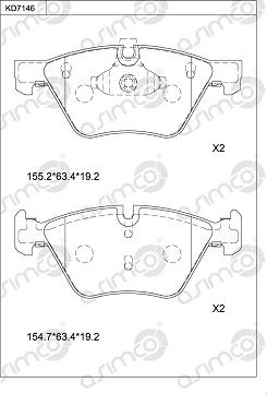 Asimco KD7146 - Kit pastiglie freno, Freno a disco autozon.pro