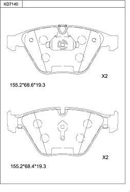 Asimco KD7140 - Kit pastiglie freno, Freno a disco autozon.pro