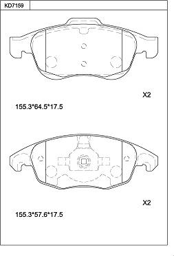 Asimco KD7159 - Kit pastiglie freno, Freno a disco autozon.pro