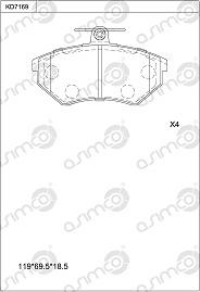 Asimco KD7169 - Kit pastiglie freno, Freno a disco autozon.pro