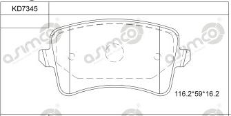 Asimco KD7345 - Kit pastiglie freno, Freno a disco autozon.pro